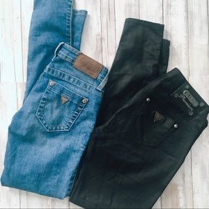 Guess ultra skinny jeans and black skinny pants